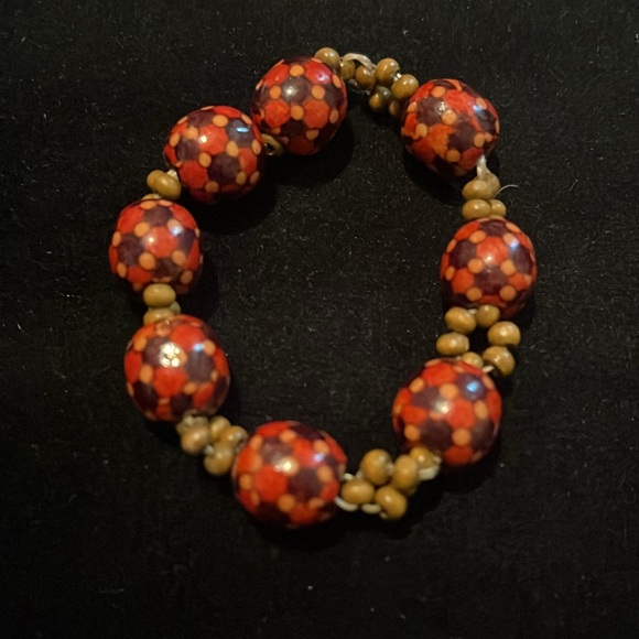 Beaded Brown, Orange, & Tan Stretchy Bracelet - Picture 13 of 17